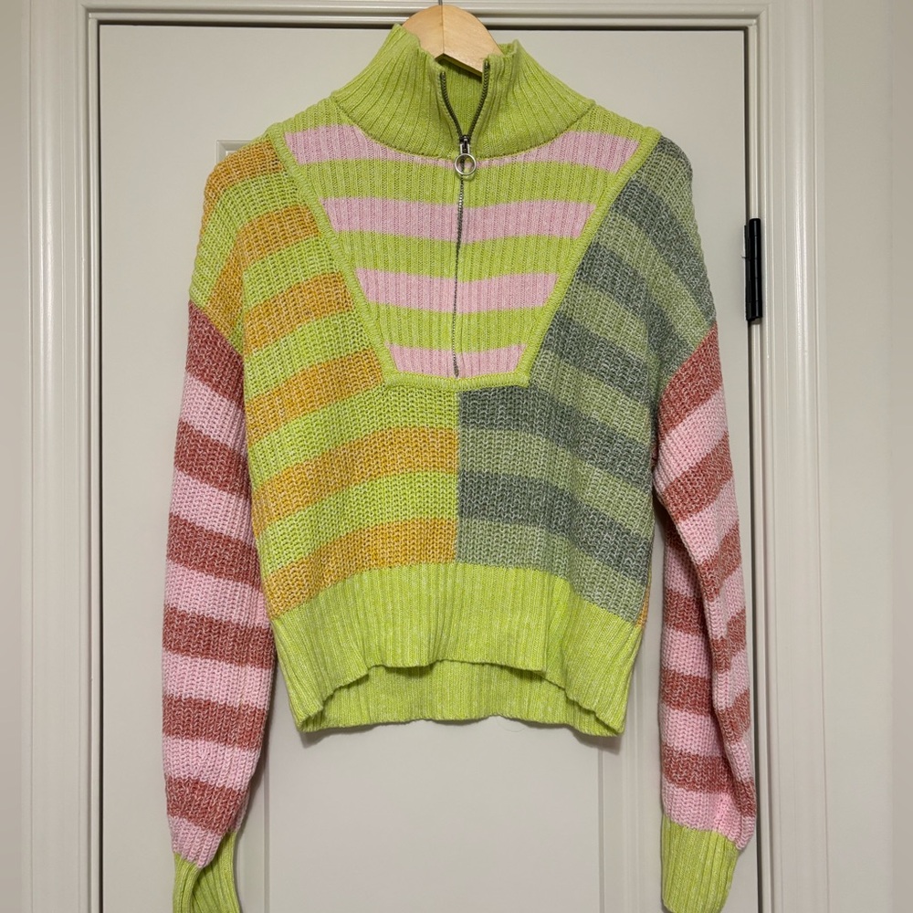 NWT - Multi Colored Striped Cropped Sweater